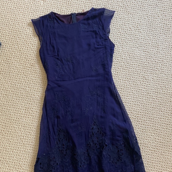 Elie Tahari Royal Purple Lace Sheer Dress - Picture 4 of 11